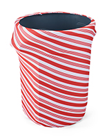 Candy cane stretch trash can cover is reusable