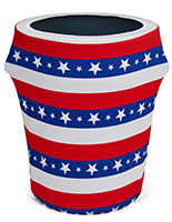 American flag trash can stretch wrap fits 44 gallon barrels