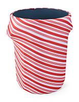 Candy cane stretch trash can cover is machine washable