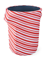 Candy cane stretch trash can cover is machine washable 