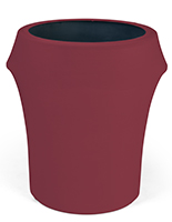 Spandex trash can covers with solid burgundy color