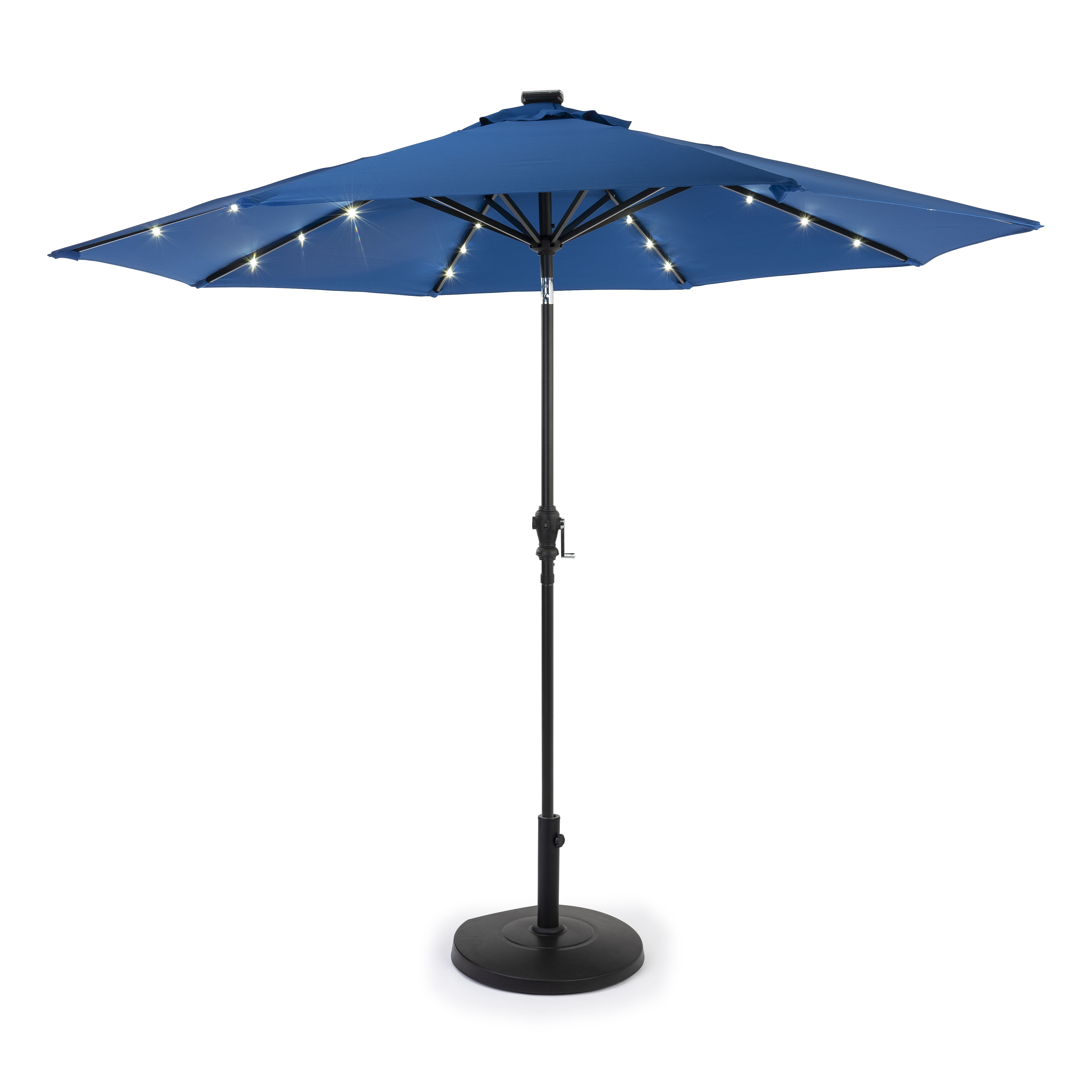big lots offset patio umbrella Navy Blue Offset Solar Light Umbrella