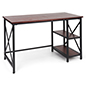 Industrial style computer desk with dark wood stain