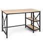 Wood and steel desk with natural stained top