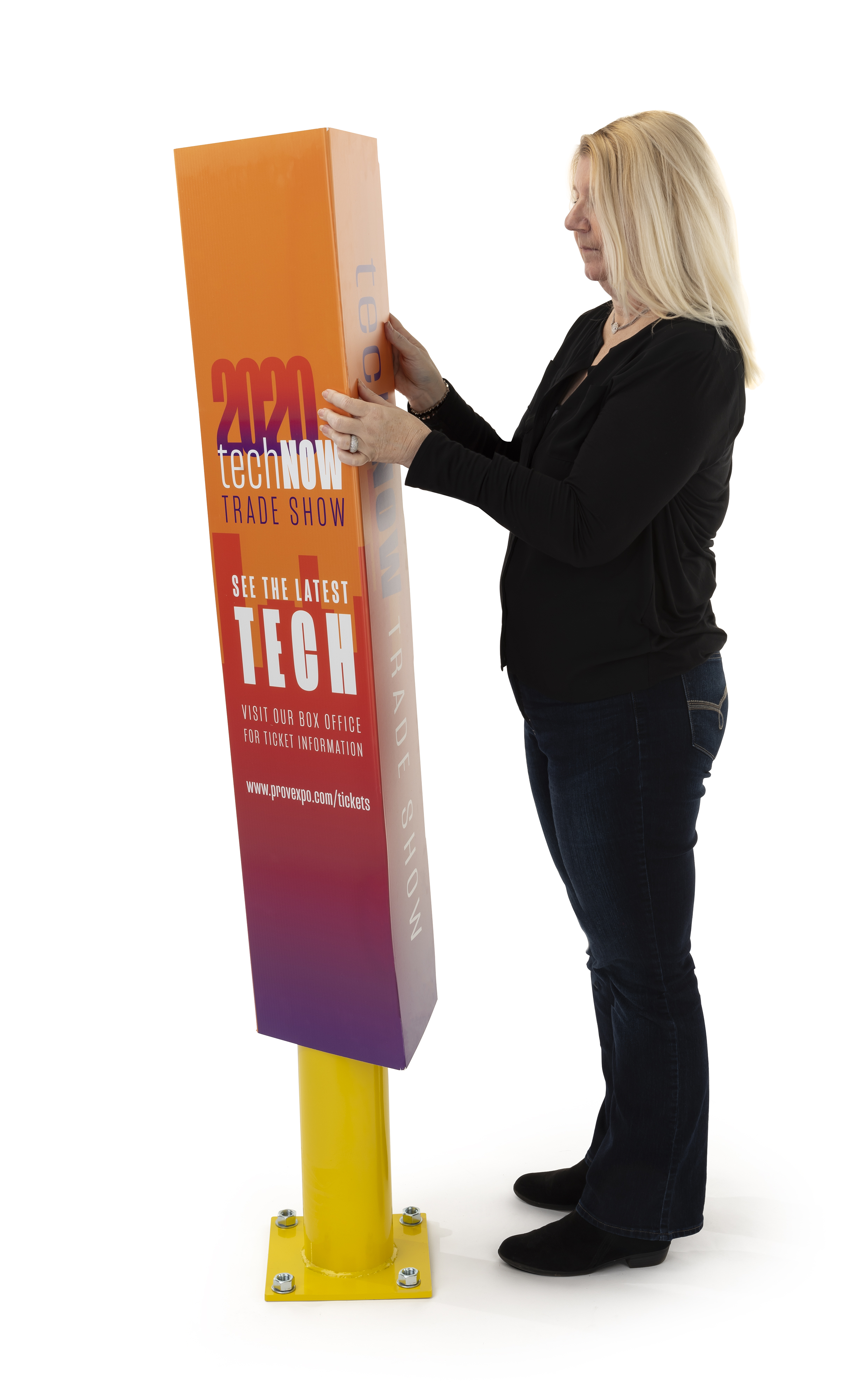 11.5 x 52 Coroplast® Bollard Sign Cover w/ 3-Sided Full-Color Custom Graphics - Image 3