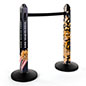 Stanchion cover with custom graphics are easy to place and remove