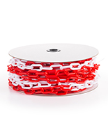 Red and white plastic traffic post chain