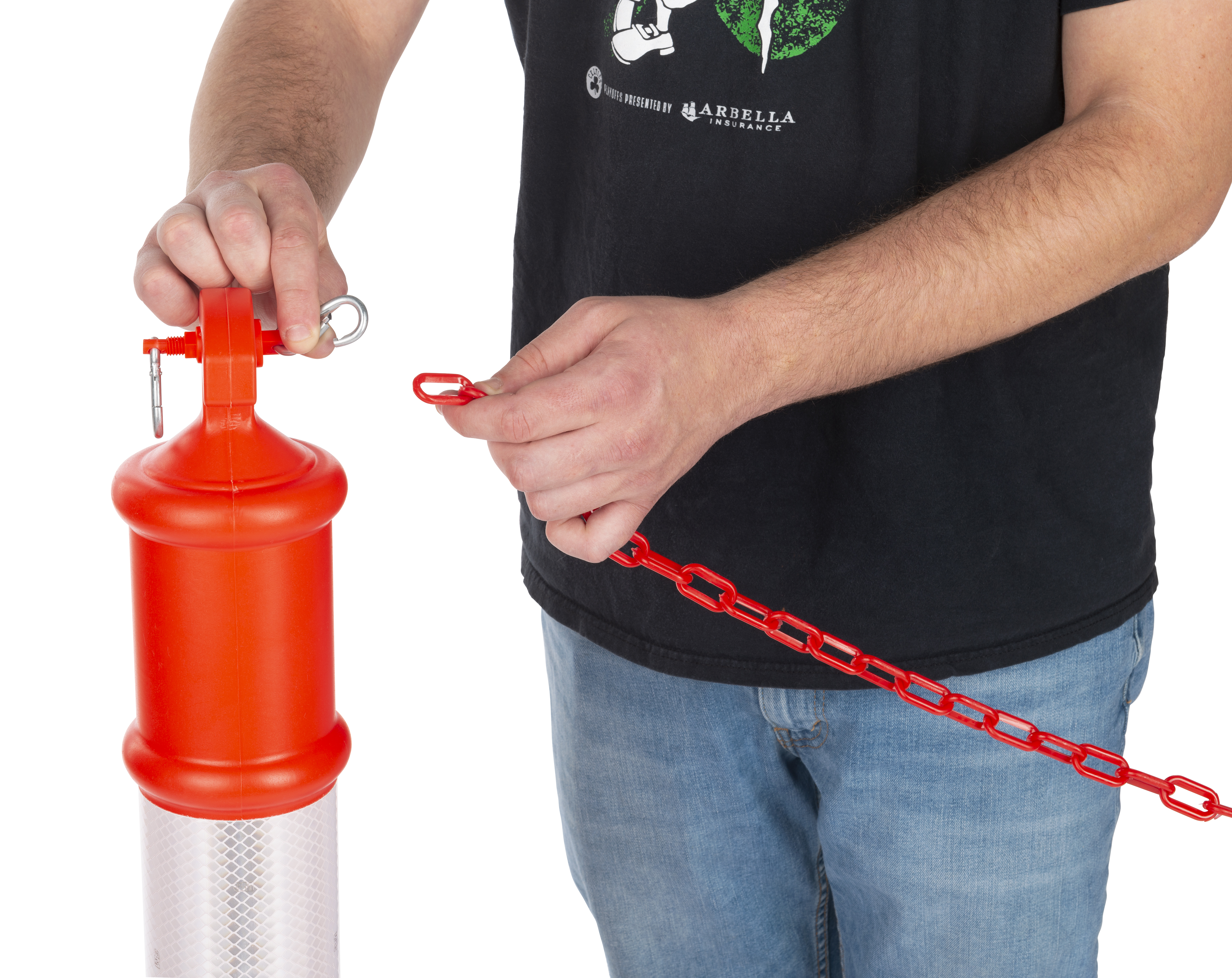 Rubber Post Traffic Delineator Post with Chain | Heavy-Duty Rubber Base | Displays2Go