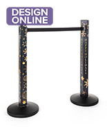 Stanchion sleeve with custom graphics with flat top feature