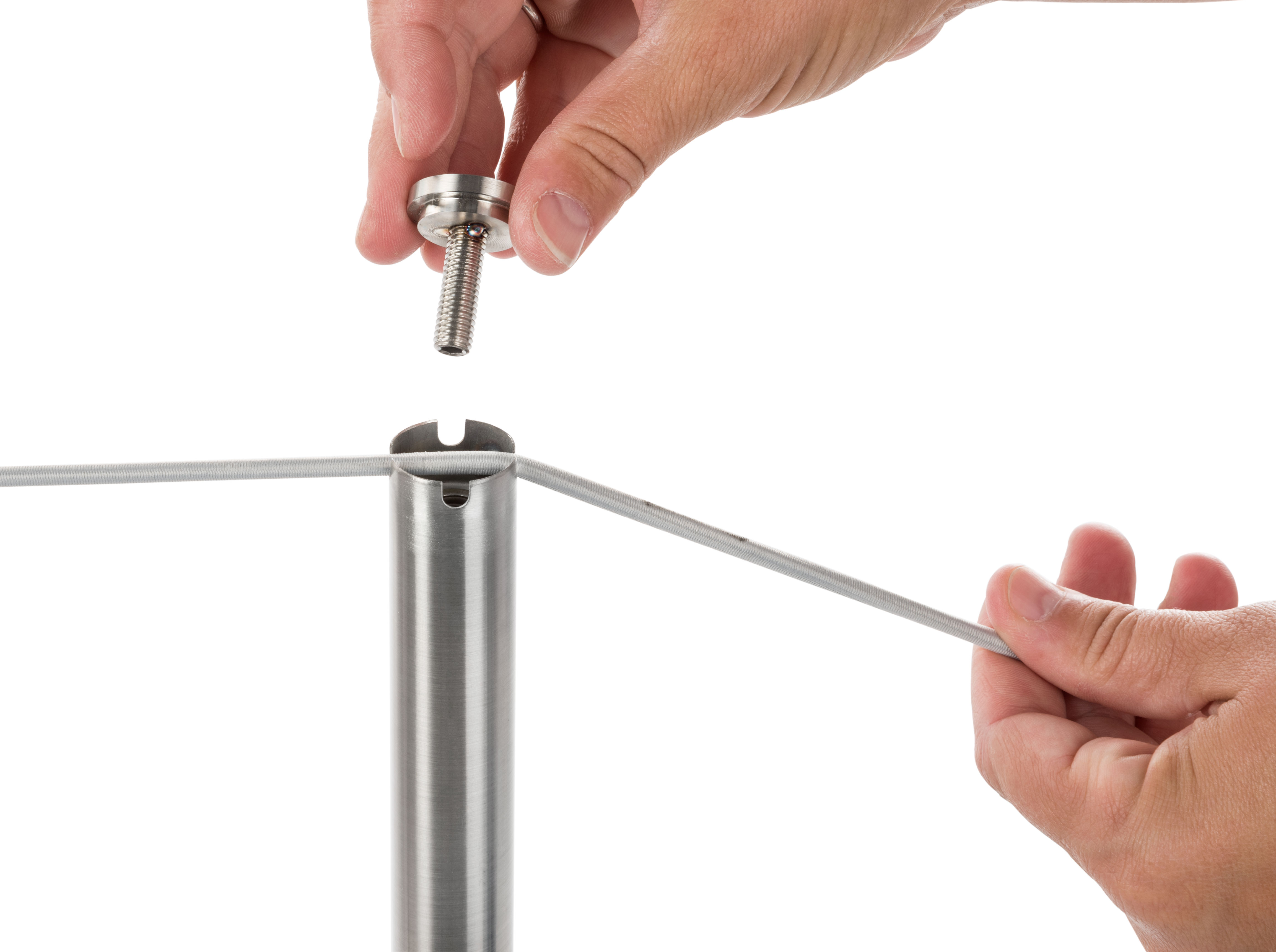 QueuePole Slim 39" Silver Stanchion Post, Floor Mounting, Rope Not Included - Image 2