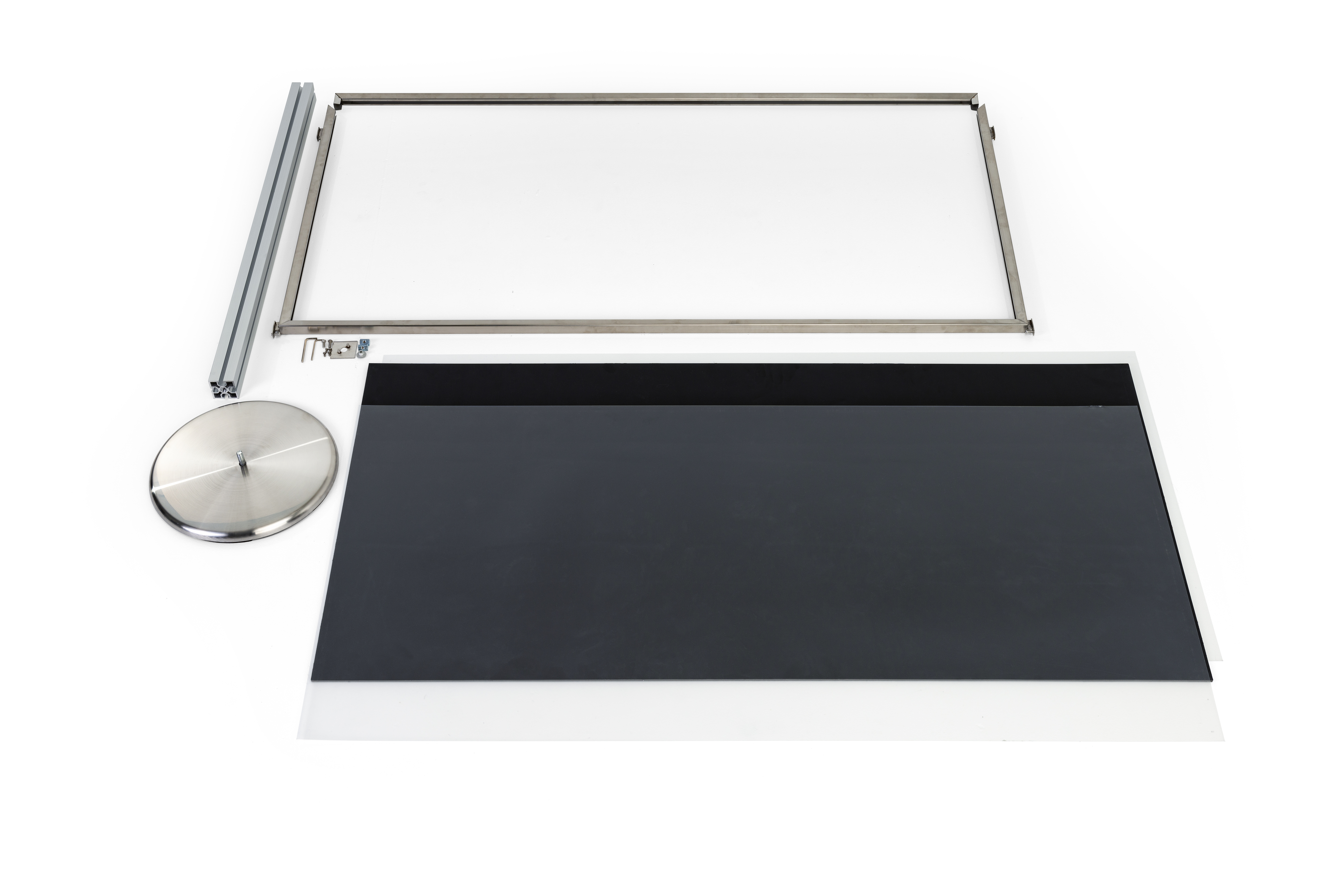 Post & Panel Barrier Set Expansion w/ 1 Stanchion & 1 60" x 30" Frame Panel - Silver - Image 3