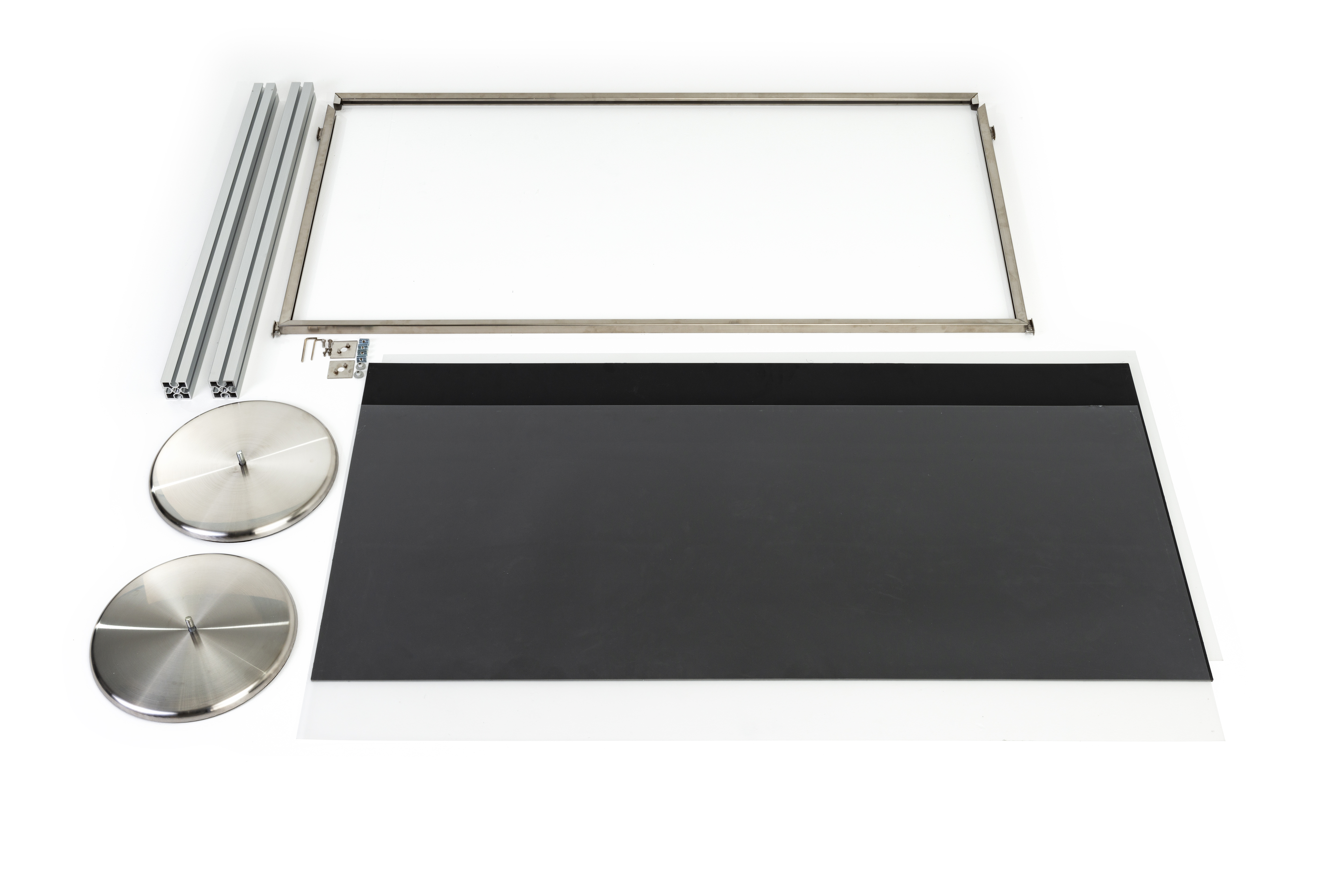 Post & Panel Barrier System w/ 2 Stanchions & 1 60" x 30" Frame Panel - Silver - Image 3