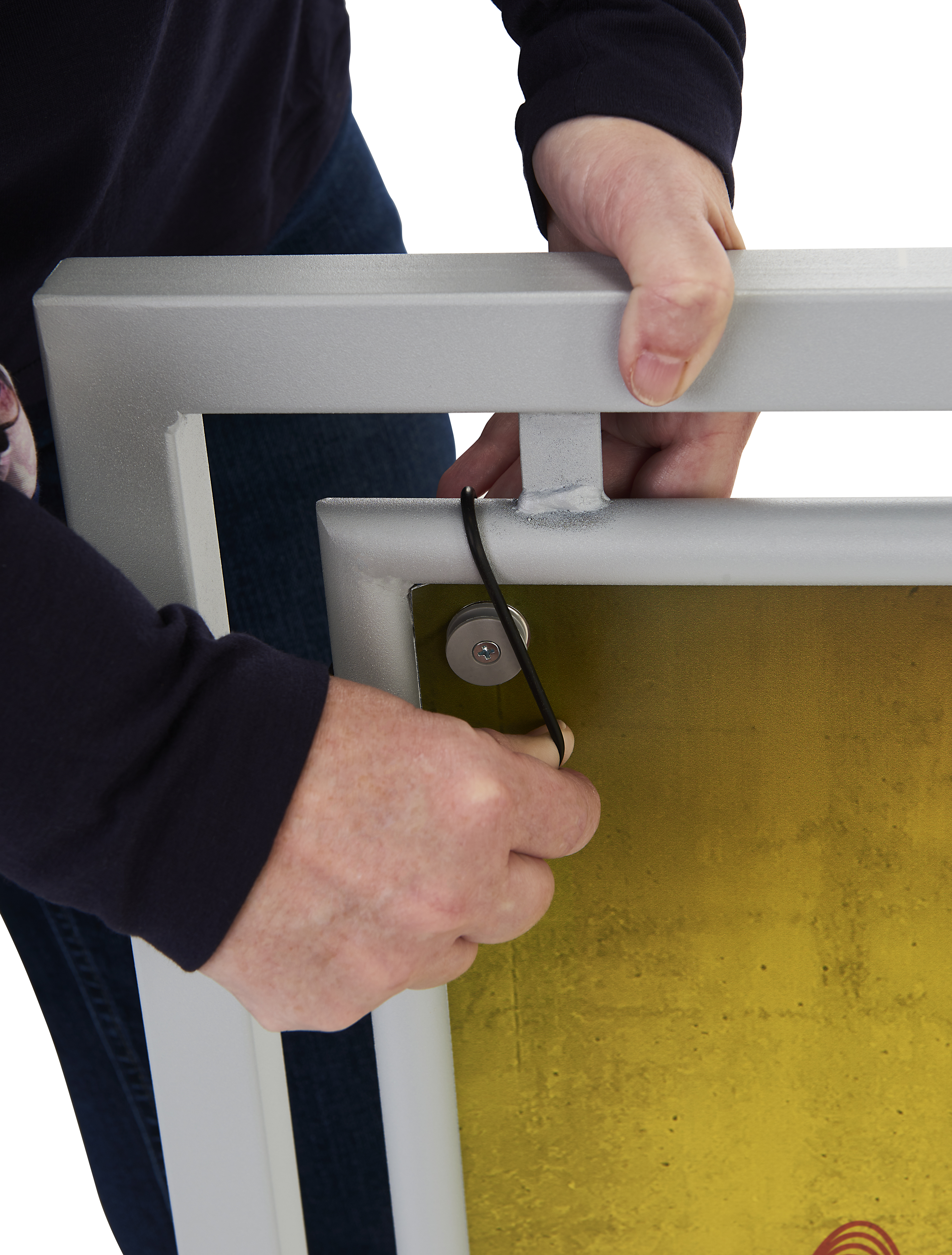 Barrier Sidewalk Signs w/ Custom Printing, Double-Sided, Portable - Black or Silver - Image 4