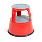 Bright red round rolling step stool with two steps
