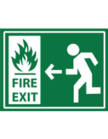 Emergency Fire Exit Sign Sticker after Fluro Arrow Down 400x200mm XXL