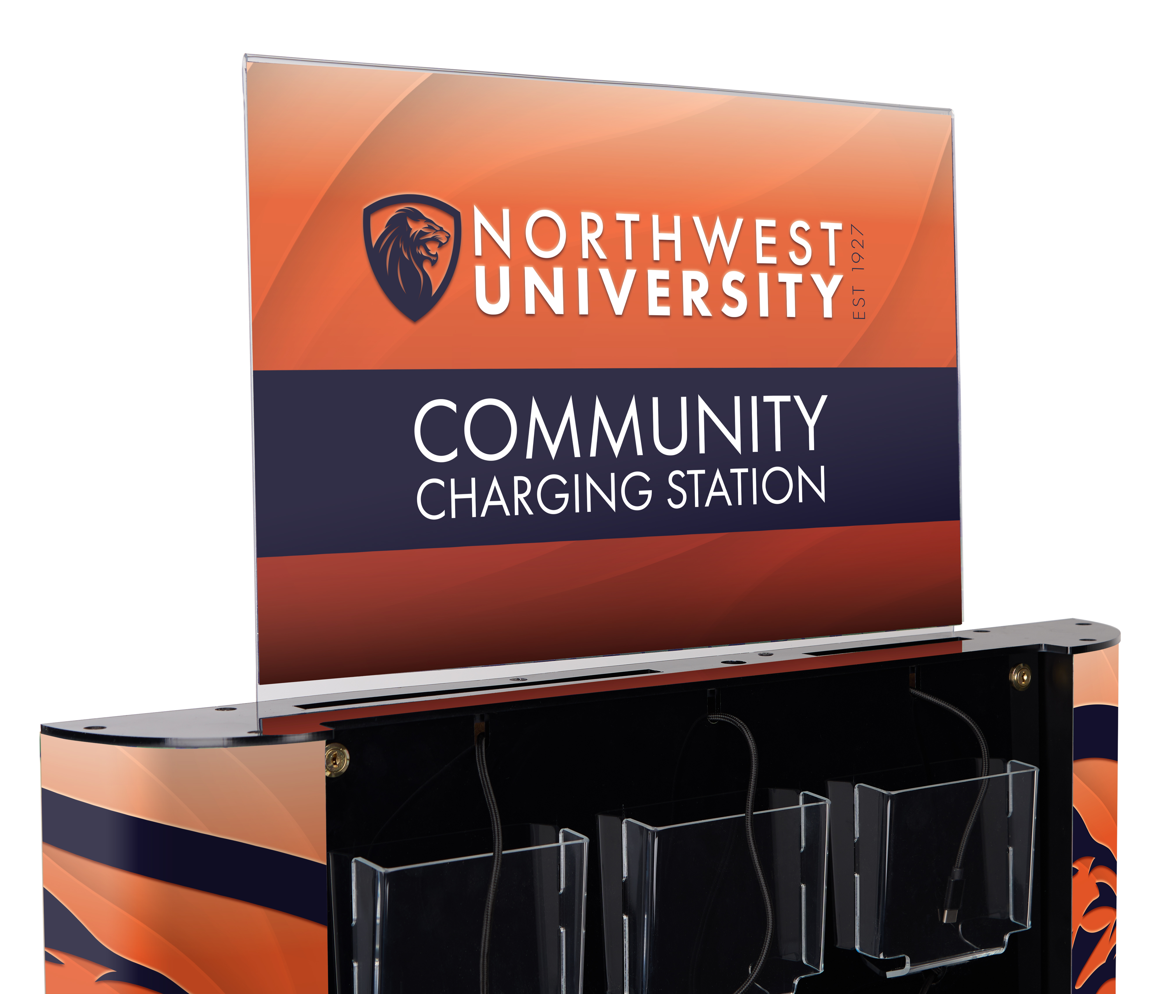 Charging Station for Floor, Side Panel Graphics, 8 Cables, 17 x 11 Sign - Black - Image 6