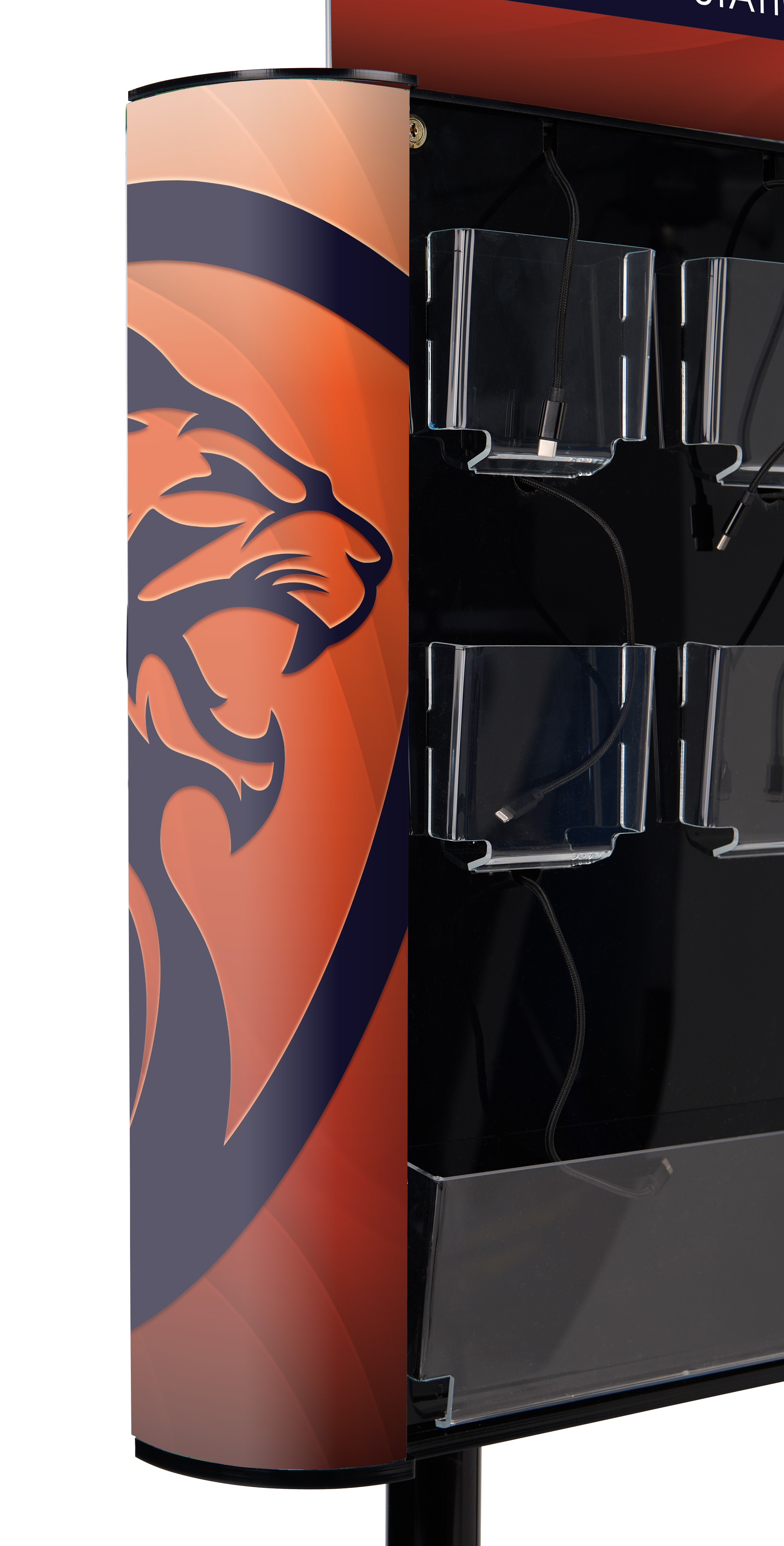 Charging Station for Floor, Side Panel Graphics, 8 Cables, 17 x 11 Sign - Black - Image 7