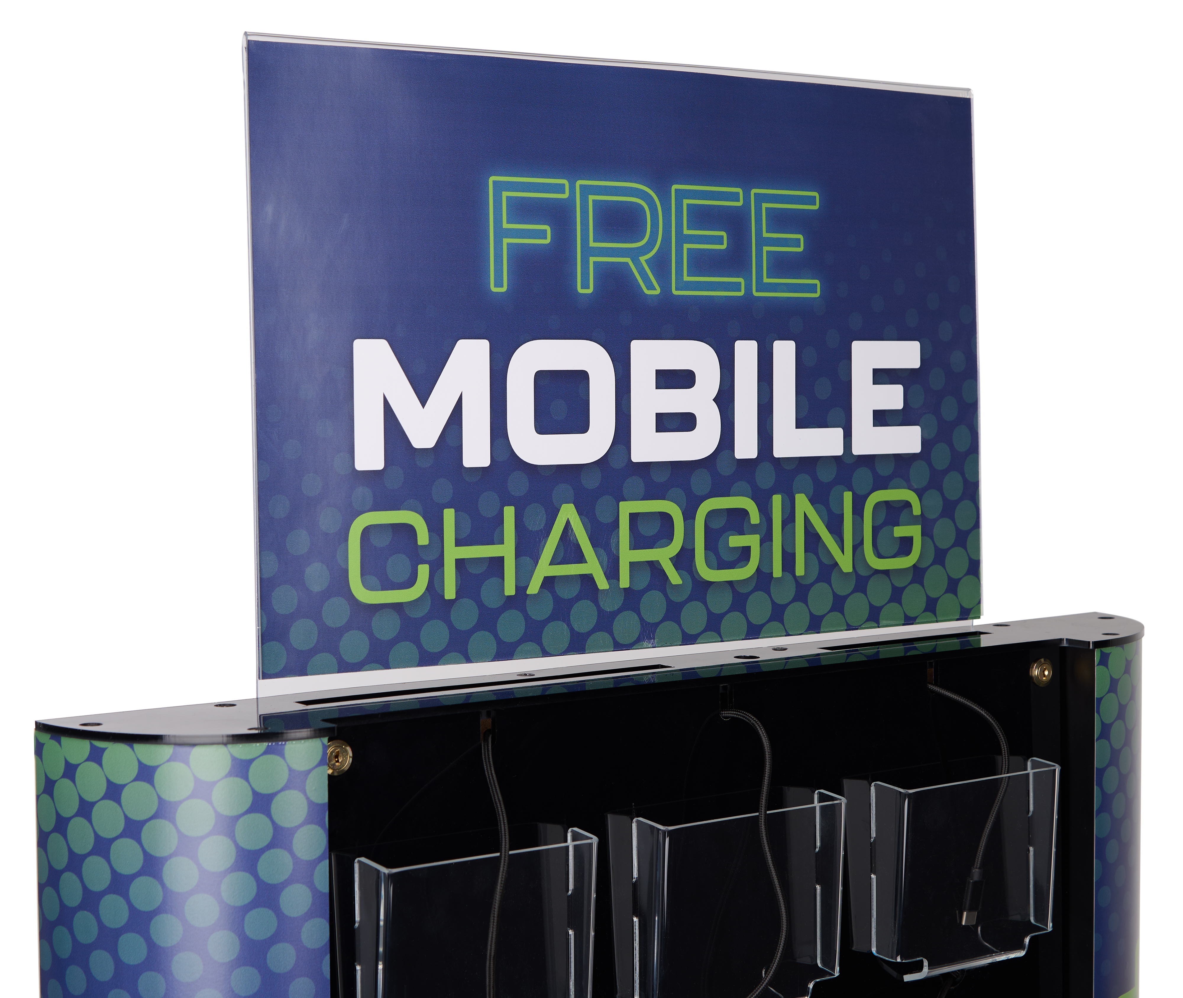 Charging Station for Floor, Side Panel Graphics, 8 Cables, 17 x 11 Sign - Black - Image 6