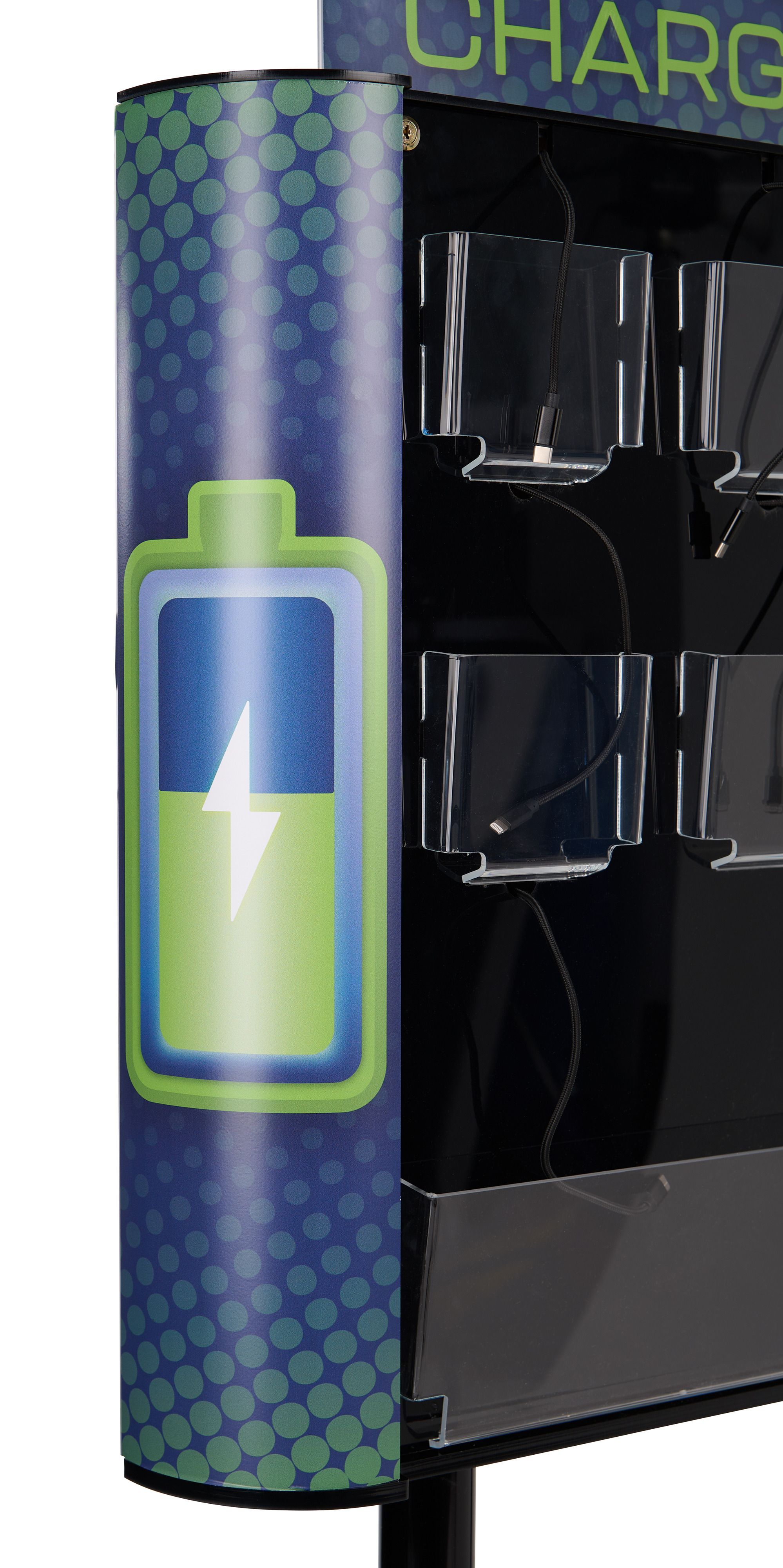 Charging Station for Floor, Side Panel Graphics, 8 Cables, 17 x 11 Sign - Black - Image 7
