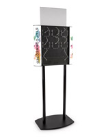Phone and tablet floor charging stand with colorful STAY CONNECTED graphics