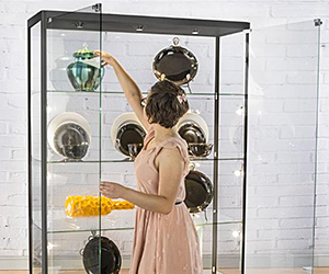 Classic Freestanding Glass Display Case on Pedestal