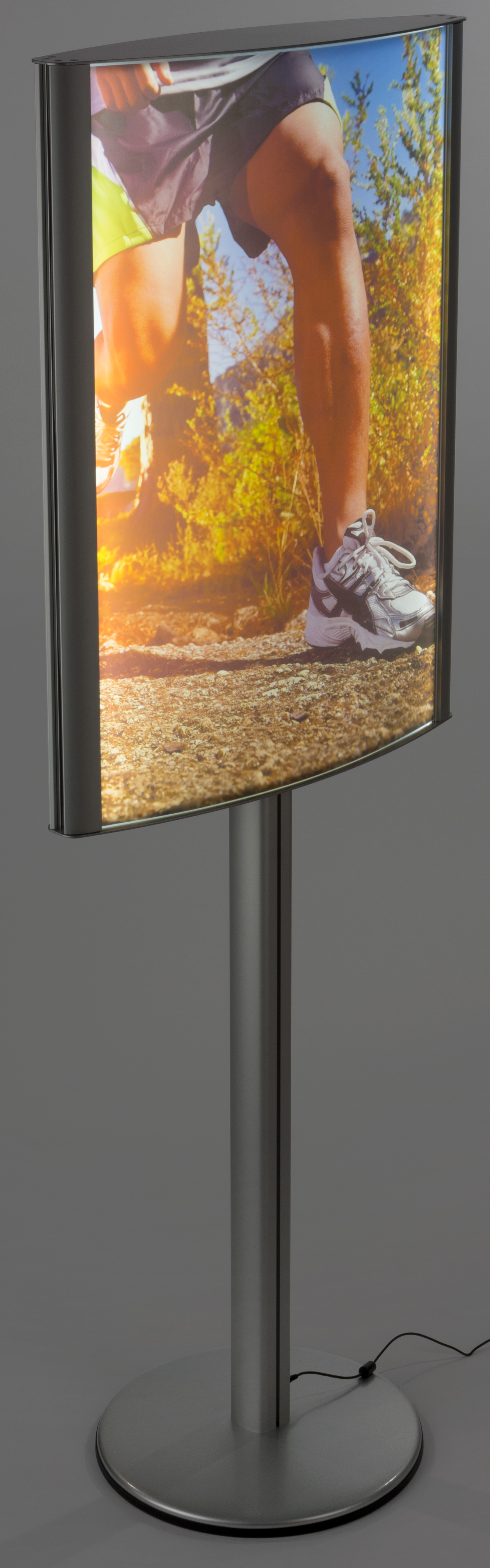 24 x 36 Curved LED Poster Stand | Brushed Silver Finish | Displays2Go