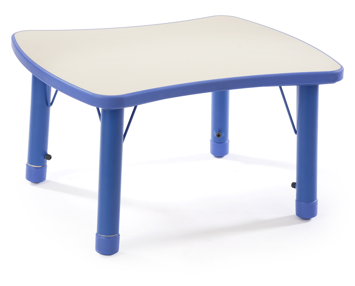 Blue Height Adjustable Children’s Table | Curved Rectangle | Displays2Go