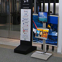 Monitor Racks with Custom Banners
