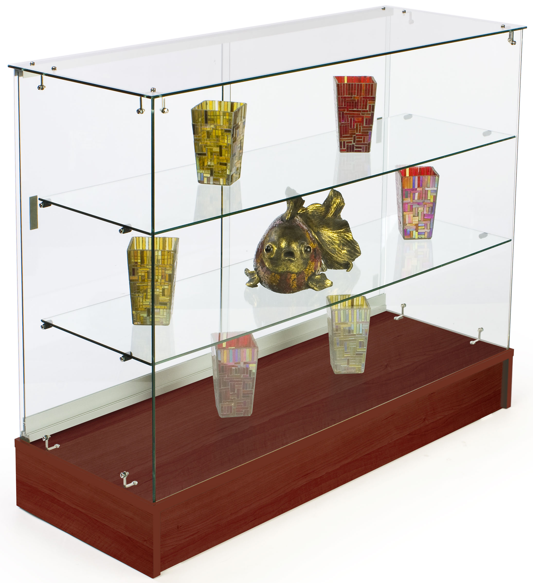 Four Foot Wide Display Showcase | Cherry Laminate Finish | Displays2Go