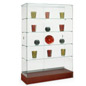 48" Glass Display Case w/ Sliding Doors, Fixed Shelves, Frameless - Cherry - Image 4