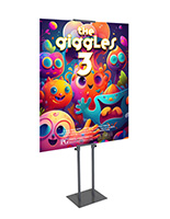Free standing poster holder with adjustable height