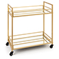 31 inch tall french trolley bar cart with gold metallic finish 