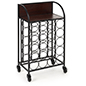 Wine rack with wheels and black iron metal frame 