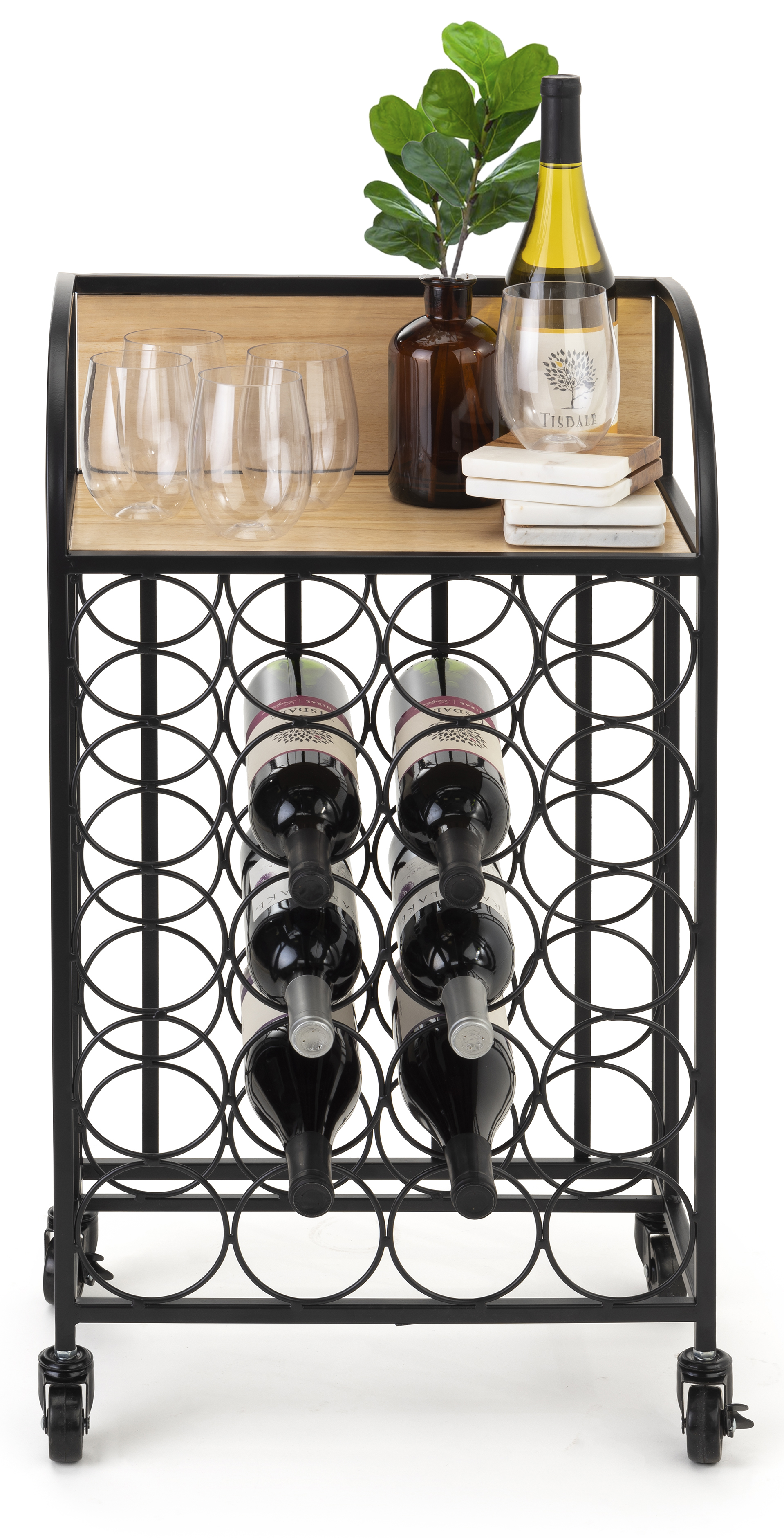 Wine Rack with Wheels | 2 Locking and 2 Non-Locking Casters | Displays2Go