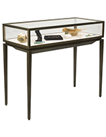 Modern jewelry display table with bronze finish