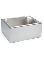 Countertop ice bin with stainless steel finish