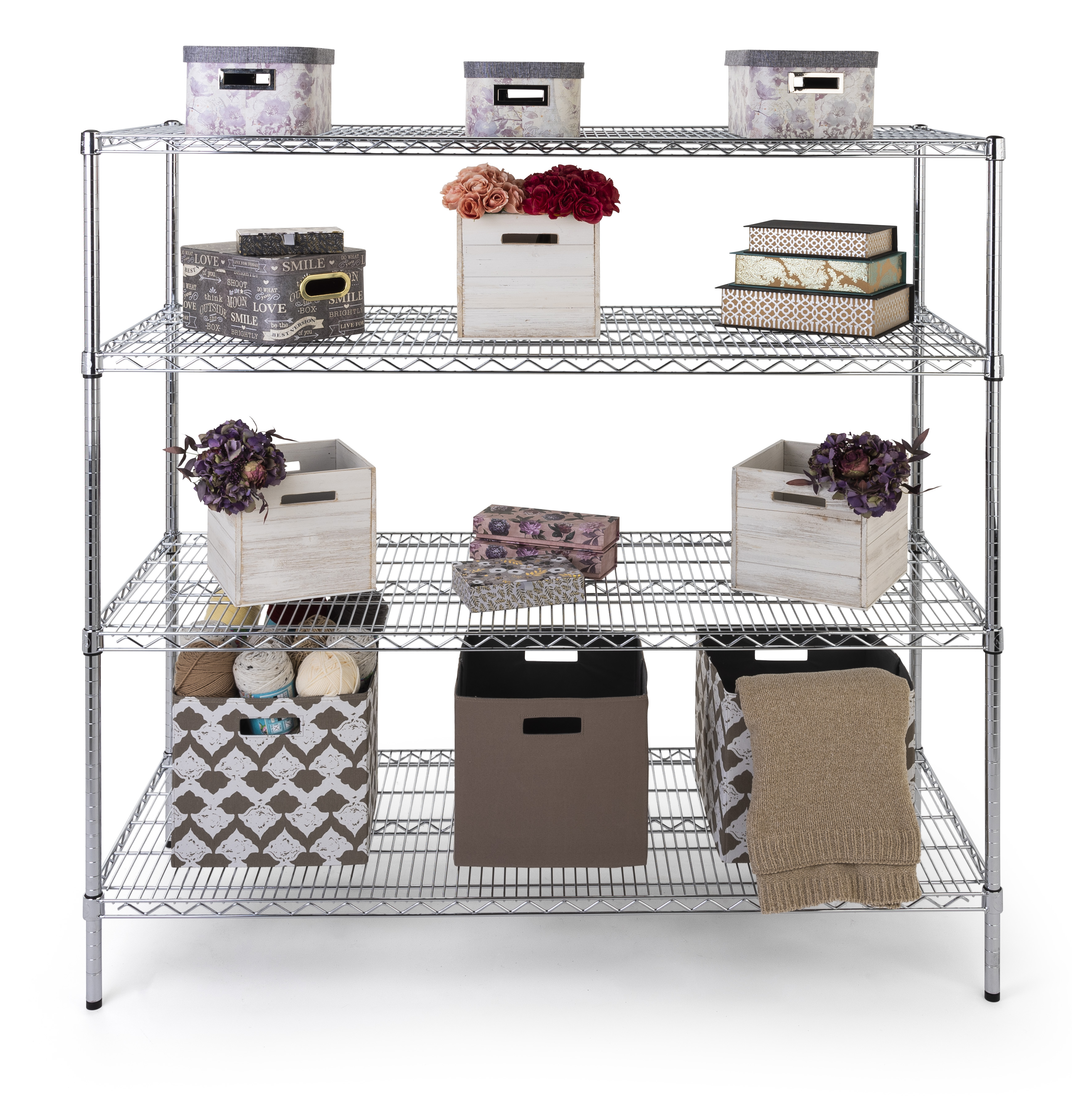 Multi Level Wire Rack Commercial Wire Rack Shelving | 4 Heavy Duty Tiers | Displays2Go