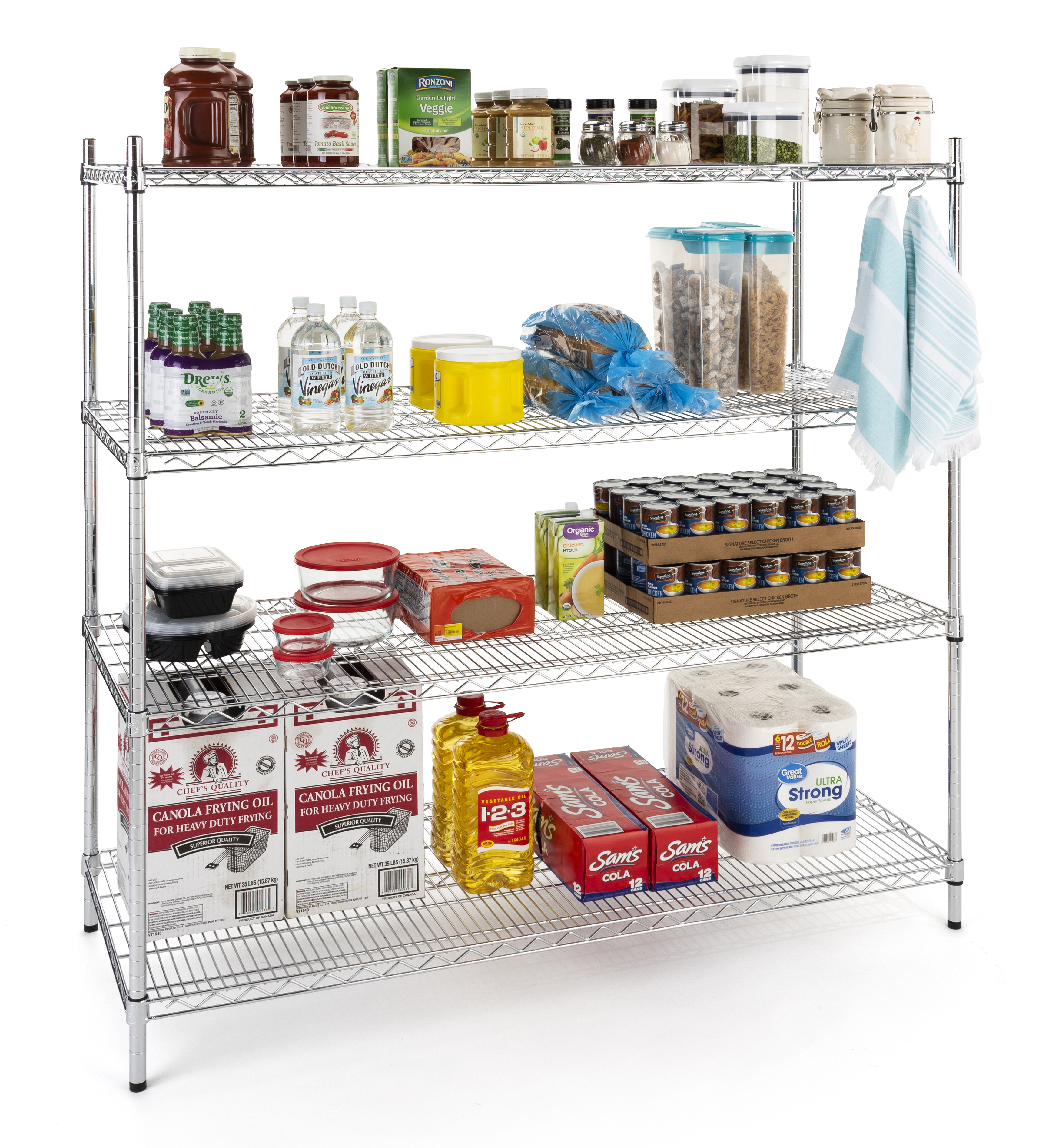 Multi Level Wire Rack Commercial Wire Rack Shelving | 4 Heavy Duty Tiers | Displays2Go