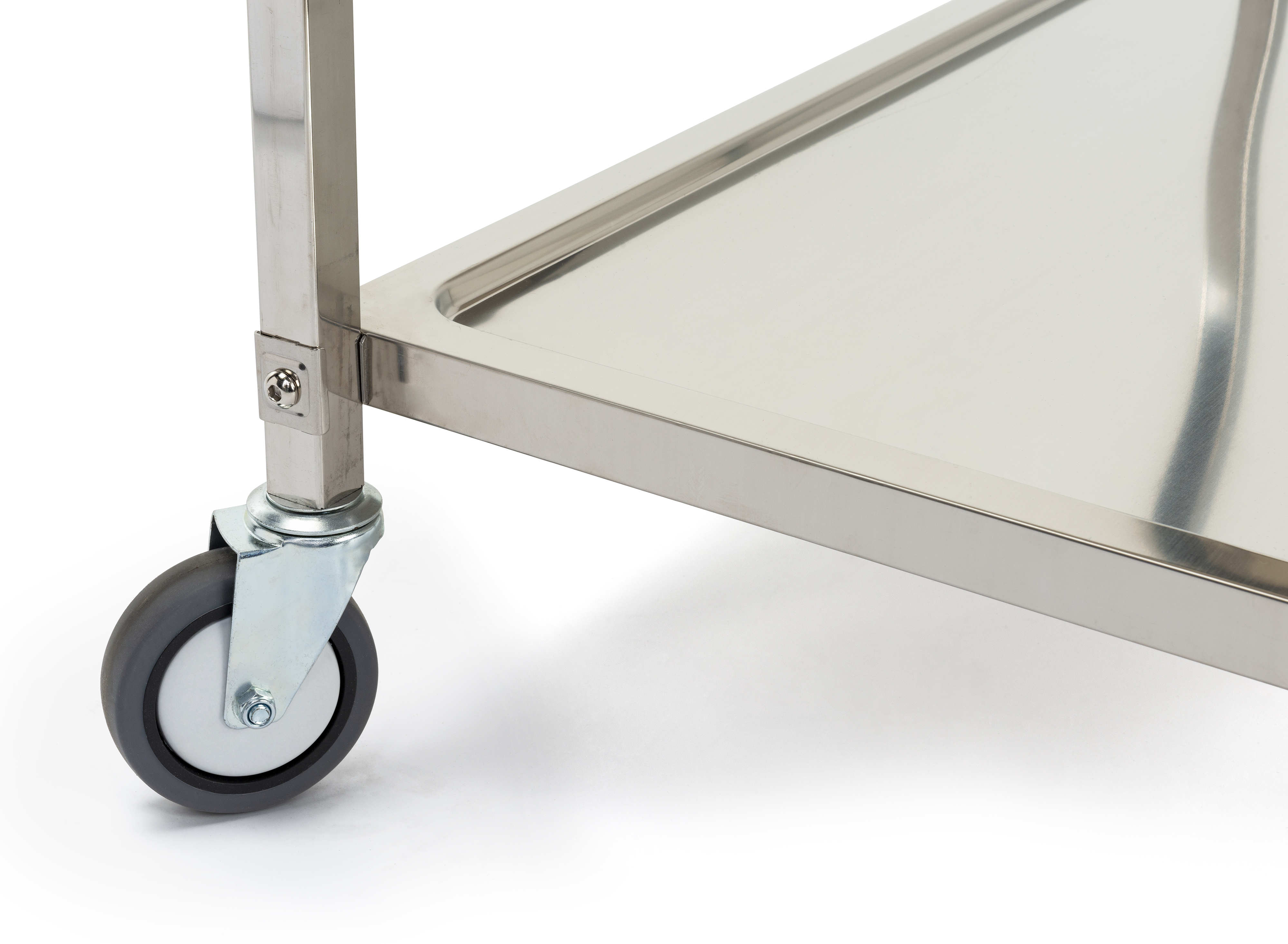 2 Tier Stainless Steel Service Cart | Locking/Non-Lock Wheels | Displays2Go