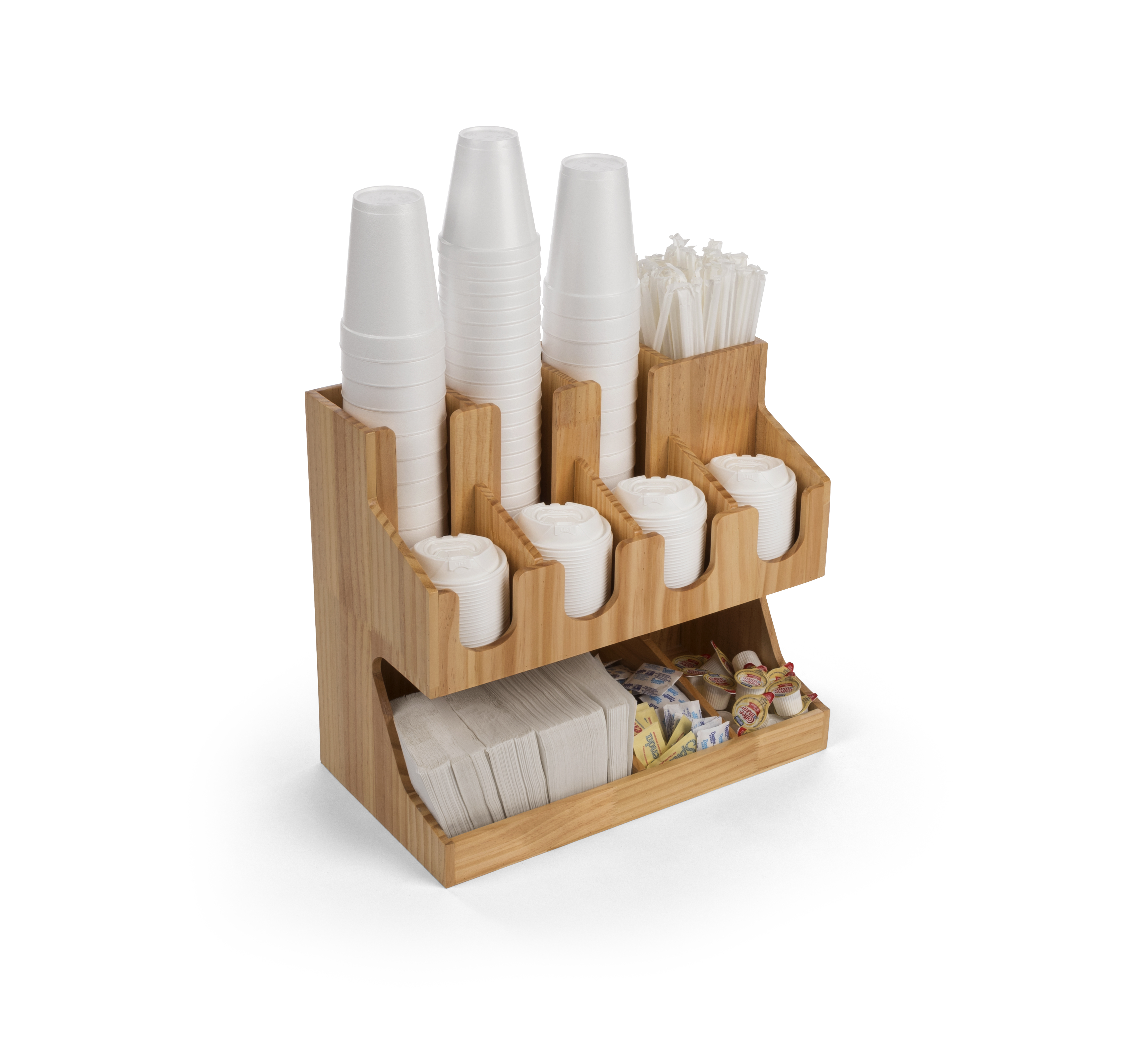 Coffee Station Wood Condiment Organizer