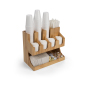 17.6-inch wide x 15.6-inch tall high wood coffee condiment station organizer with 11 pockets