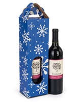 Blue and White Pre-printed cardboard wine carrier