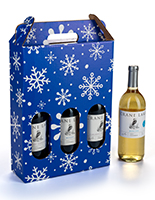 Pre-printed cardboard wine carrier with stock holiday design