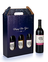Pre-printed cardboard wine carrier with New Years design