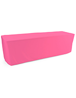 Pink trade show table throws features a fitted skirt design