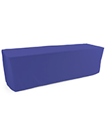 Royal blue trade show table throws with fitted skirt design 