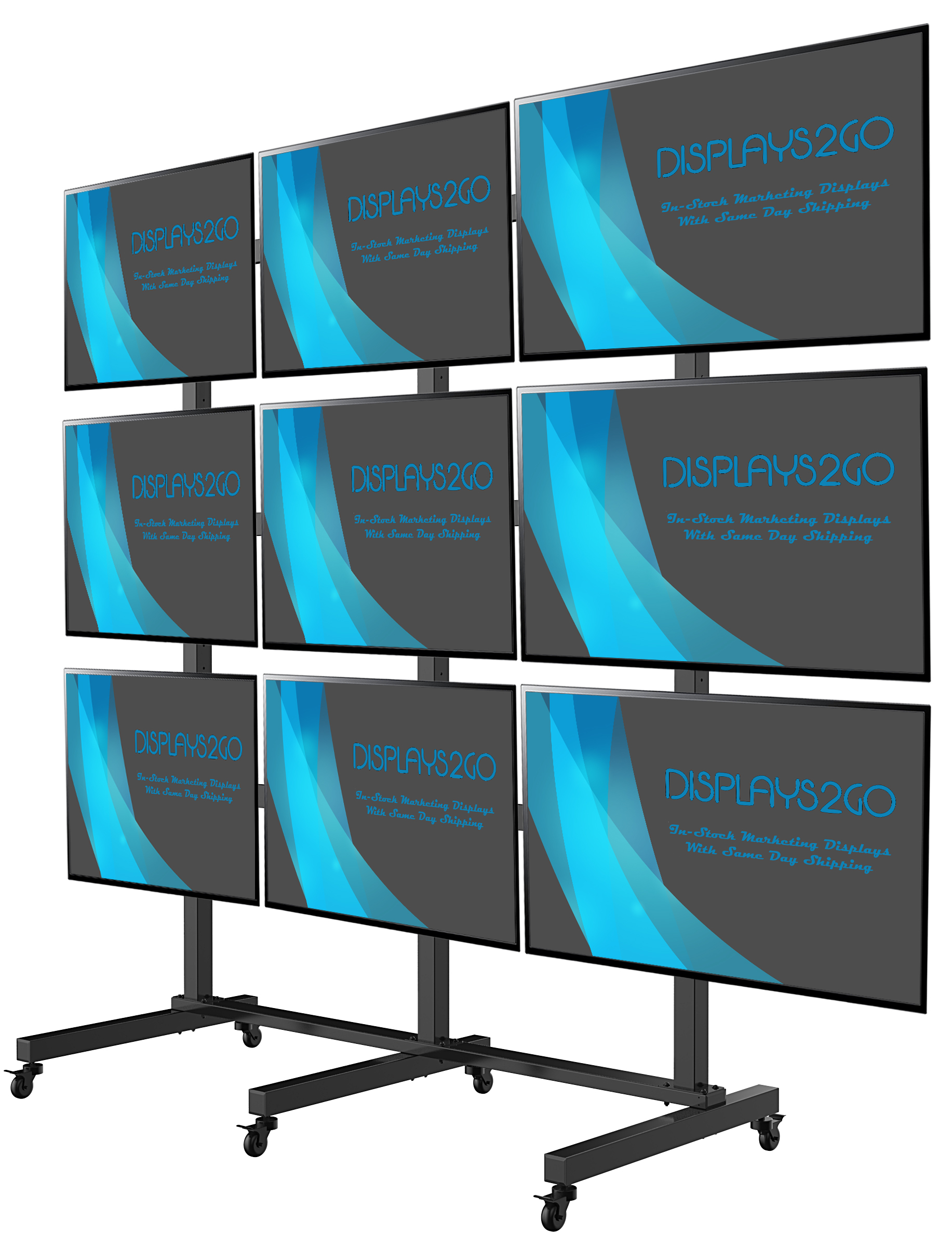 Video Rails For Shop Freestanding Video Wall | Locking Brackets | Displays2Go