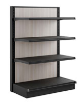 Endcap add-on for GDBL retail gondolas compatible with unique wood accents