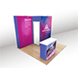 Modular exhibit booth with custom SEG fabric graphics
