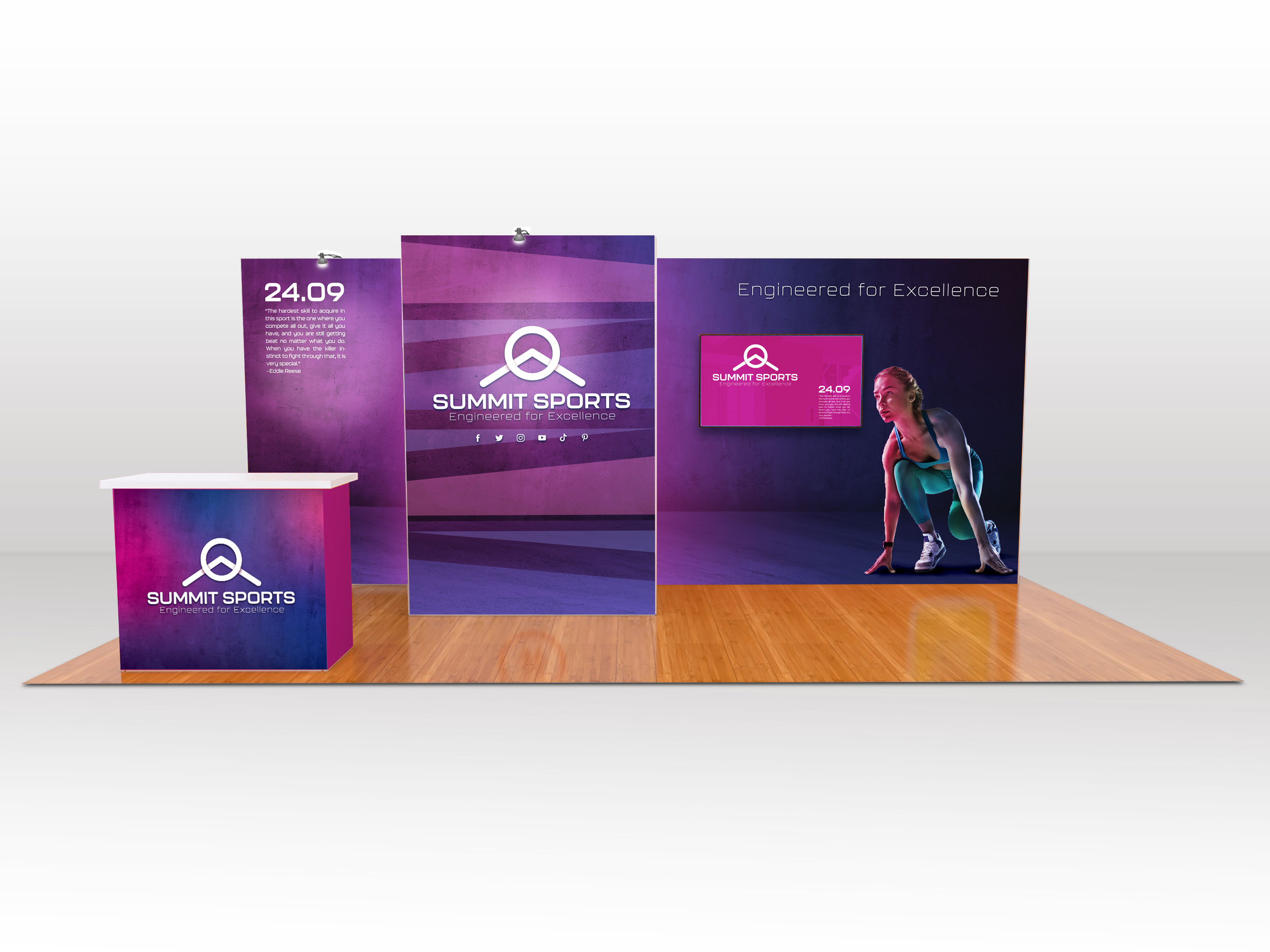 10x20 Modular Exhibition Stands w/ Monitor Mount, Spotlights, Counter and Storage - Image 2